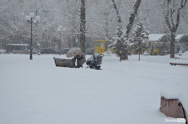 Снігопад у Луцьку. ФОТО