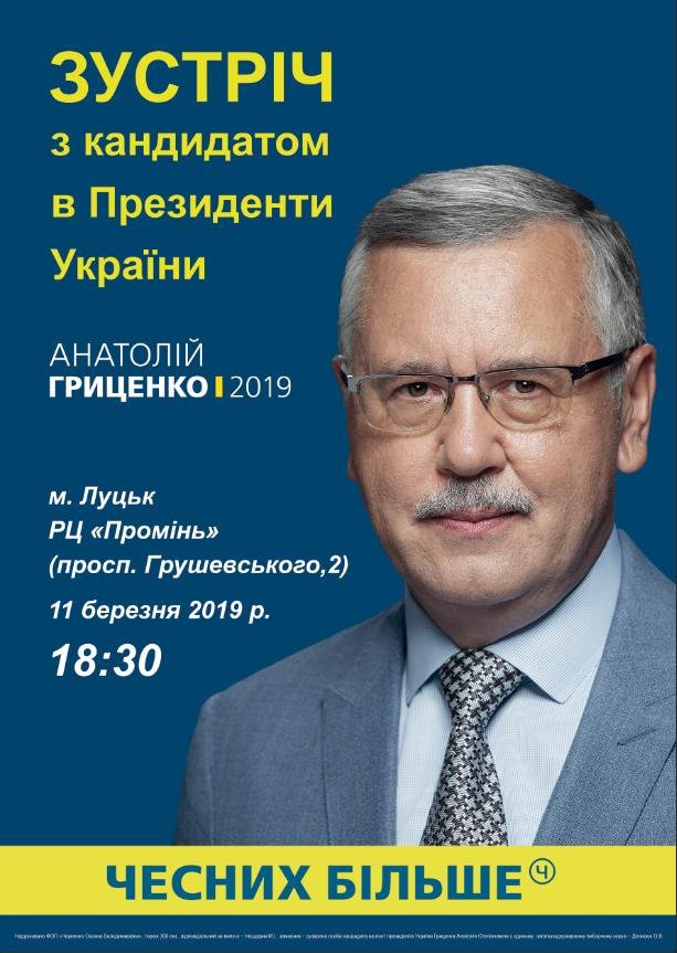 У Луцьк їде Анатолій Гриценко* 