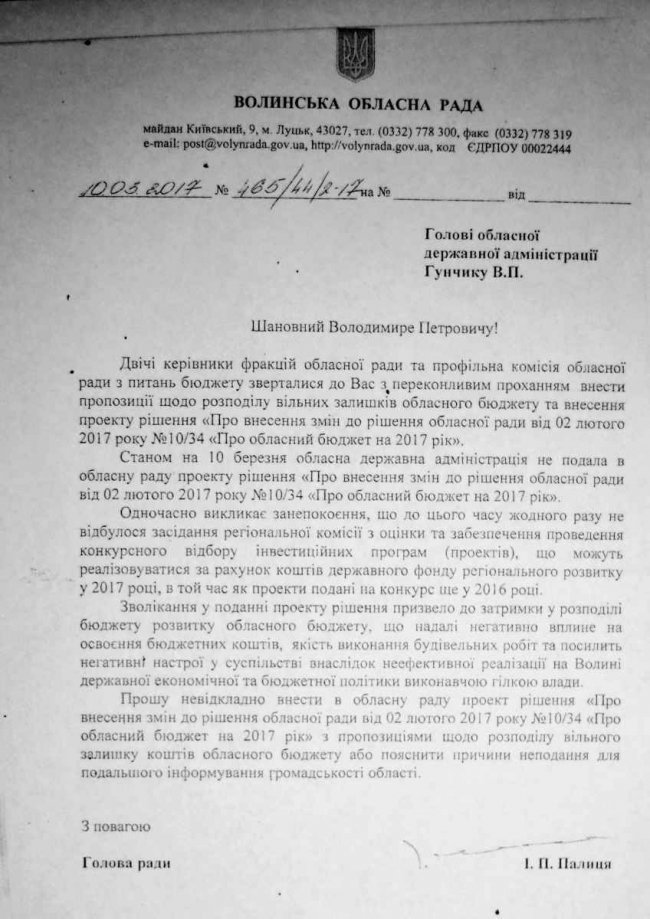 В облраді натякнули на «імпічмент» Гунчику