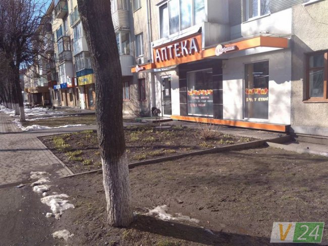 Небезпечні бурульки: у Луцьку брила льоду розбила дах аптеки. ФОТО