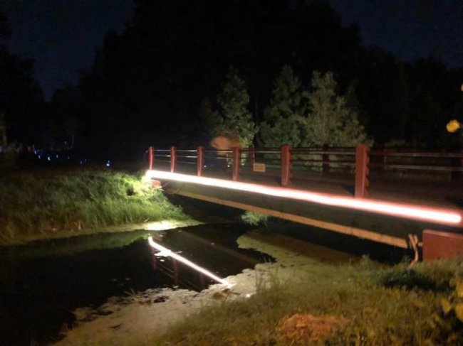 У центральному парку Луцька підсвітили 2 містки. ФОТО