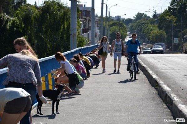 У Луцьку таки дофарбують «патріотичний» міст. ФОТО