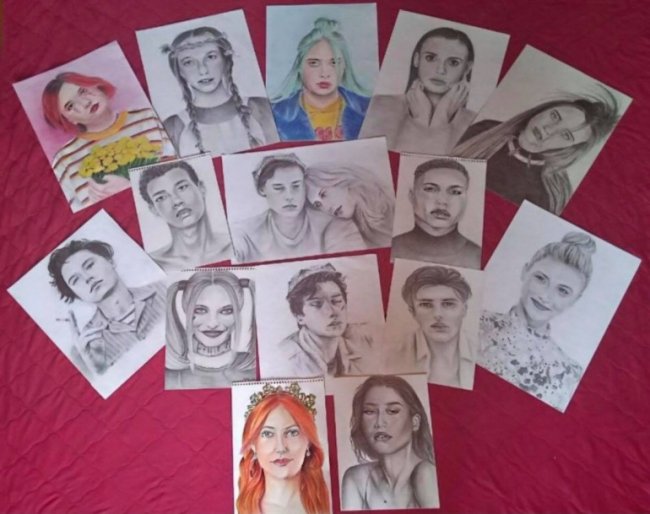 Юна волинянка малює портрети видатних зірок
