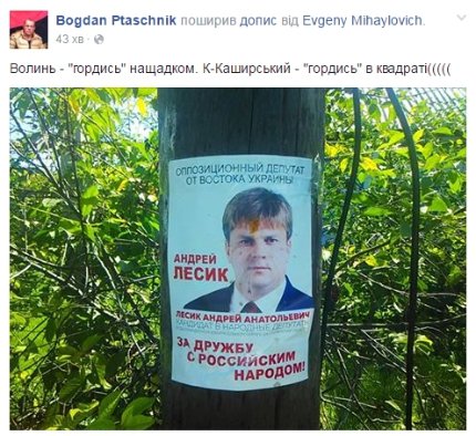 Кандидат у народні депутати з Волині закликає до дружби з Росією. ФОТО
