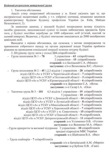 Зачистку Майдану схвалювали вищі чини. ДОКУМЕНТ