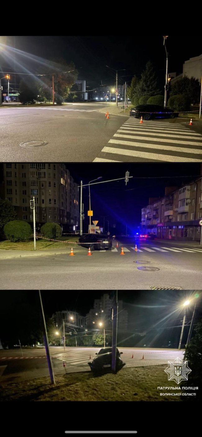 У Луцьку водій втаранився у світлофор. ФОТО