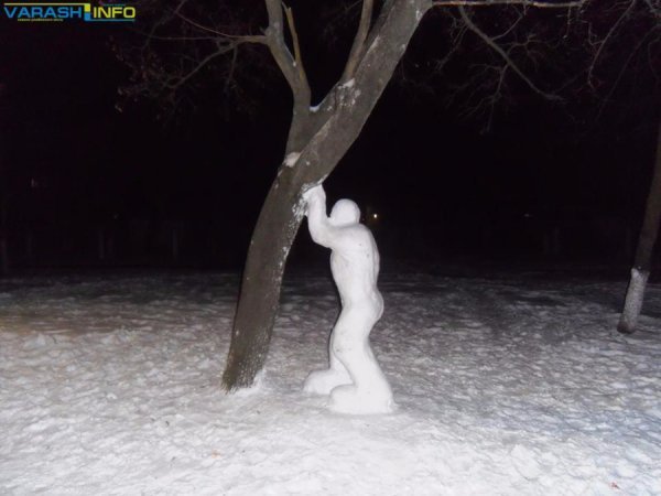 На Рівненщині невідомі створили цікаві скульптури із снігу