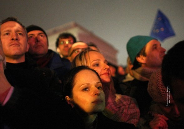 Як Кличко, Тягнибок і Яценюк мітингували на Євромайдані. ФОТО