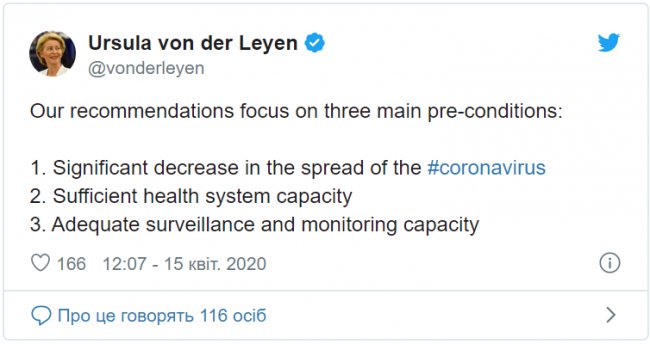Євросоюз офіційно визначив три критерії для зняття карантину