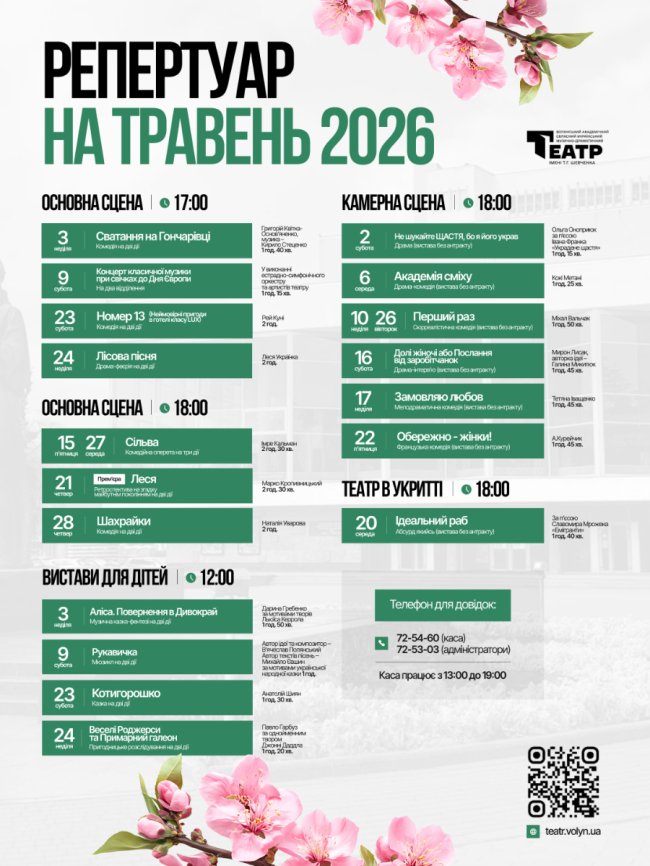Травневий репертуар: що покажуть у Волинському драмтеатрі