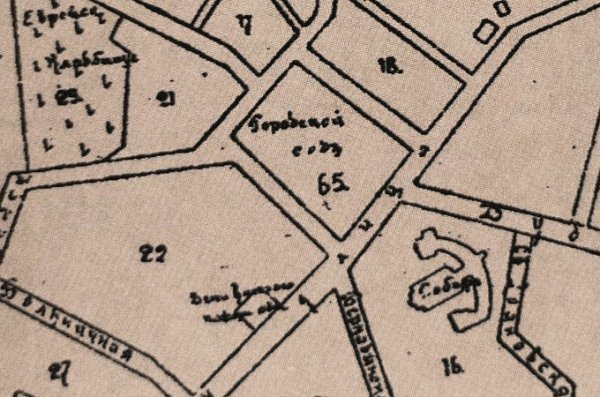 Міський сад на карті Луцька 1907 року. Зображення з книги «Луцьк у старовинній листівці, гравюрі та фотографії» Віктора Літевчука