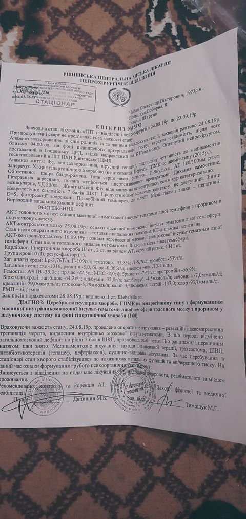 «Сім'я вже вичерпала всі кошти»: донька з Рівного благає врятувати батька