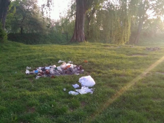 У Луцьку біля ставка утворилися купи сміття. ФОТО