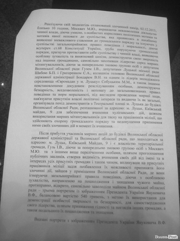 Подробиці кримінальної справи проти активістки Євромайдану. ДОКУМЕНТ
