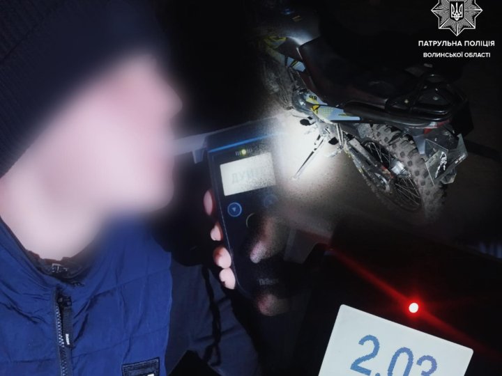 На Волині неповнолітній уночі гасав п'яний на мотоциклі 