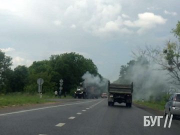 На волинській трасі загорілась вантажівка. ВІДЕО