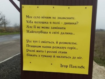 У селі на Волині зупинку прикрасили рядками вірша. ФОТО