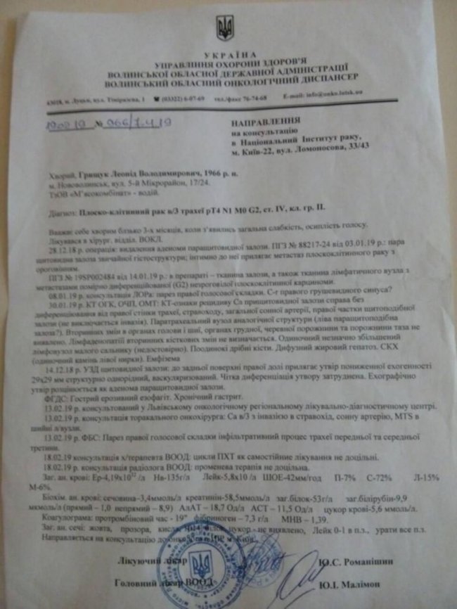 У волинянина – рак трахеї: небайдужих просять допомогти з лікуванням