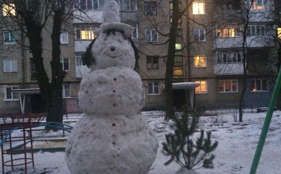 Луцьк: зліпили сніговика висотою 3,5 метра