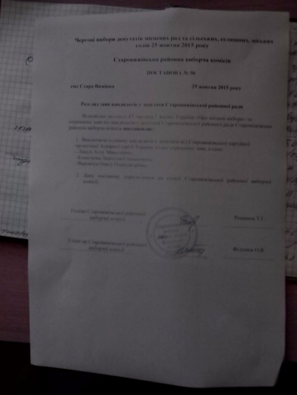Старовижівська районна ТВК виключила зі списку обраних депутатів