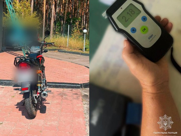На Волині зупинили п'яного мотоцикліста без шолома