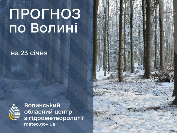 Якою буде погода у Луцьку та на Волині у п'ятницю, 23 січня