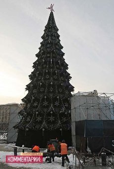 На Майдані Незалежності у Києві закінчують ставити ялинку. ФОТО