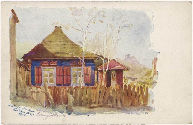 Опублікували серію листівок відомого художника, на яких зображена Волинь в роки Першої світової війни  