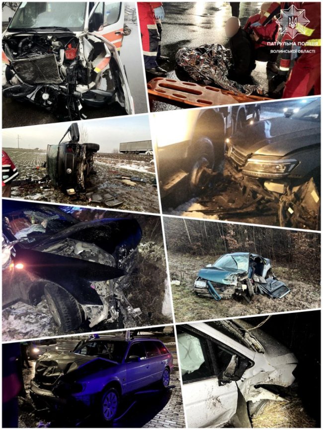 4 загиблих, 58 травмованих: результати аварій на Волині в січні