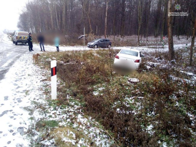 На волинській трасі легковик злетів у кювет. ФОТО