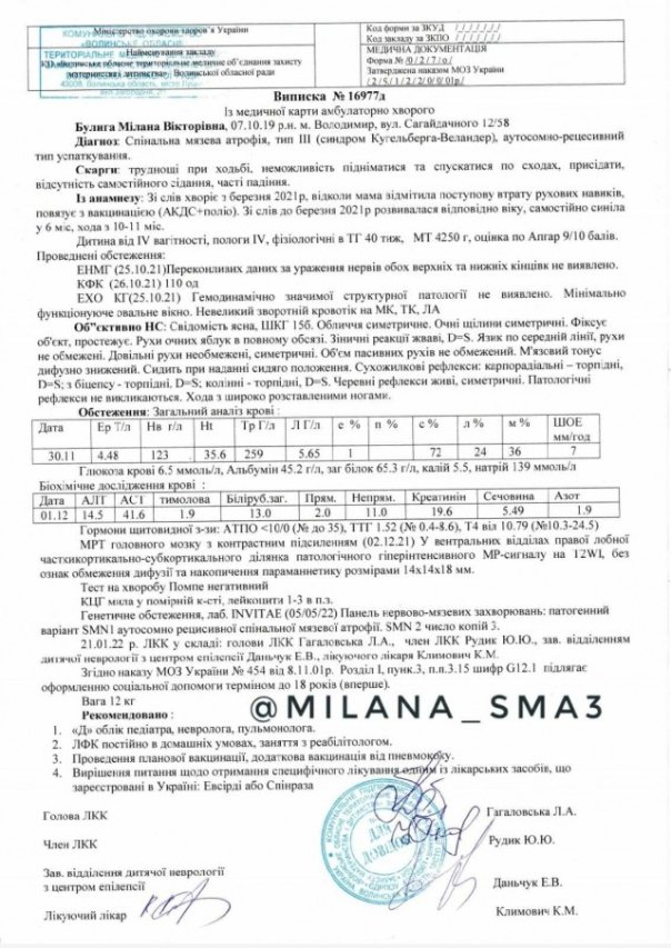 Маленькій волинянці з СМА збирають кошти на лікування