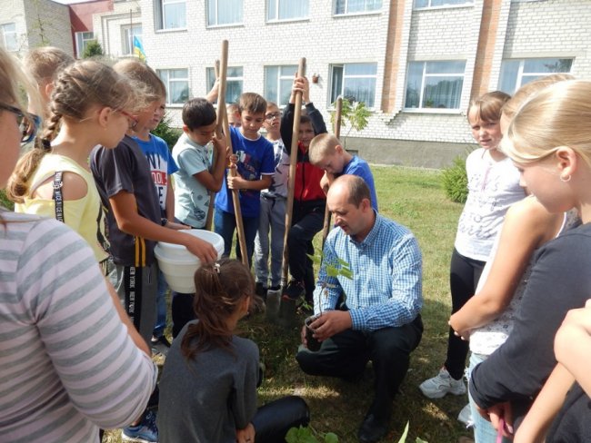 Зростаємо разом: на Волині учні висадили дерева на території школи. ФОТО