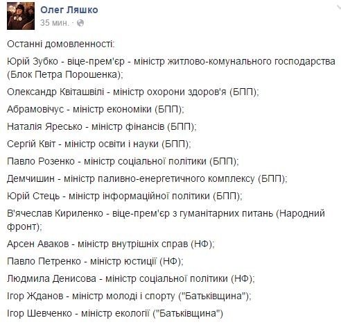 Оприлюднили імена можливих міністрів