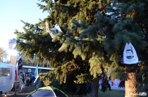 На головні ялинки Луцька повісили «Януковича в петлі». ФОТО