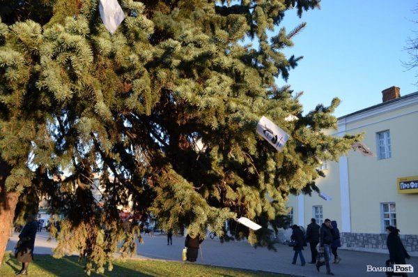 На головні ялинки Луцька повісили «Януковича в петлі». ФОТО