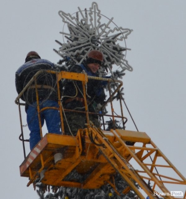 У Луцьку прикрашають головну ялинку. ФОТО