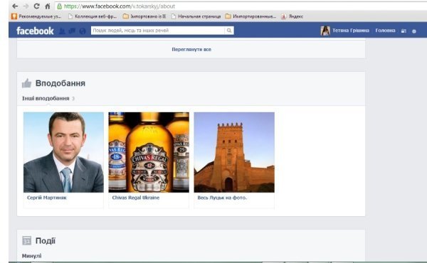 Сподобання кандидата Токарського на його Facebook-сторінці