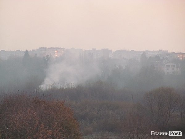 У Луцьку - чергова пожежа Гнідавського болота. ФОТО. ОНОВЛЕНО