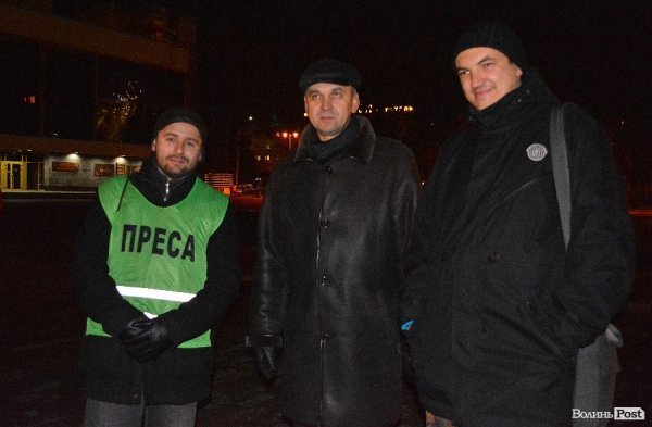 Зліва - журналіст Мирослав Ватащук, з повідомлення якого у Фейсбуці розпочався Майдан у Луцьку. Справа - самооборонівець Богдан Климчук