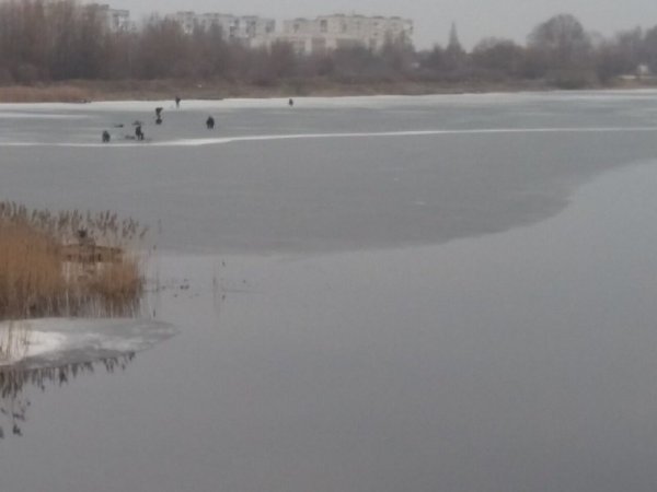 На Волині рибалки продовжують ловити рибу, попри тонкий лід. ФОТО