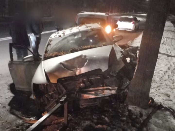 У Луцьку вночі водій автівки в'їхав у дерево