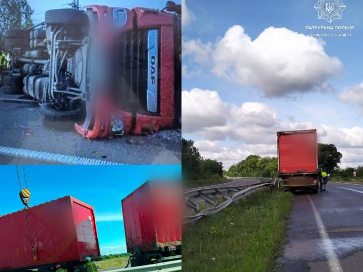 Перекинулась вантажівка: повідомили деталі ДТП на автодорозі Устилуг-Луцьк-Рівне