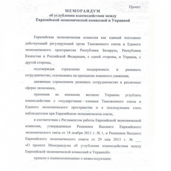 В інтернеті з'явився текст угоди України з Митним союзом. ДОКУМЕНТ