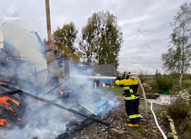 На Волині через несправну піч згорів будинок. ФОТО