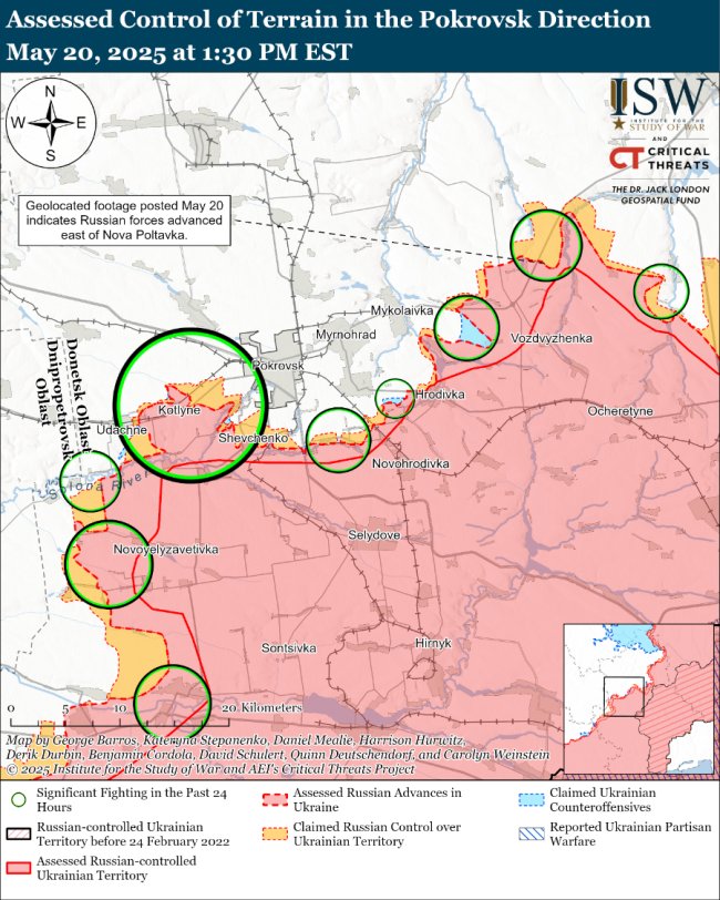 Російські окупанти просунулися у чотирьох областях України: карти ISW