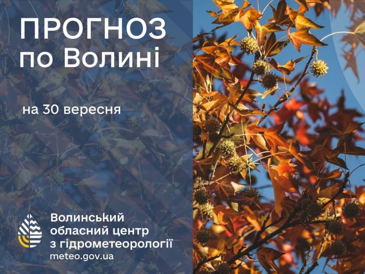 Погода у Луцьку та на Волині: які прогнози синоптиків на середу, 30 вересня
