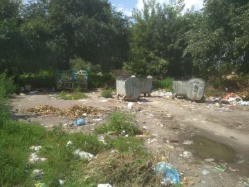 «Відмінна робота», – лучанин про комунальників, які не забрали сміття поблизу контейнерів. ФОТО