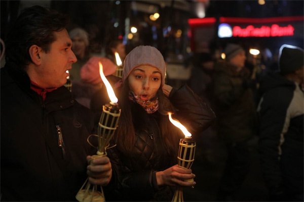 Смолоскипний марш на честь Бандери у Києві. ФОТО