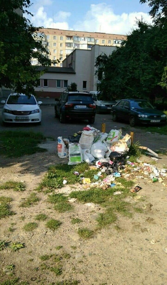 У луцькому дворі утворилось стихійне сміттєзвалище