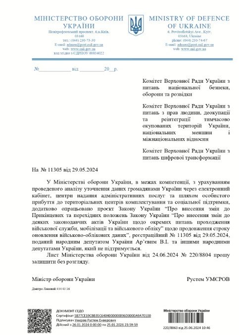 Міноборони відцуралося від підтримки продовження терміну для уточнення даних у ТЦК